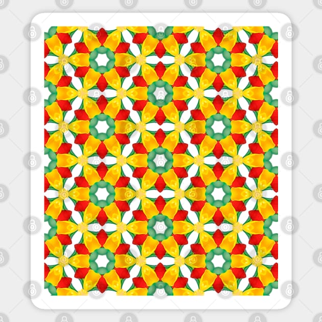 Red and Yellow Tulips Pattern Sticker by machare